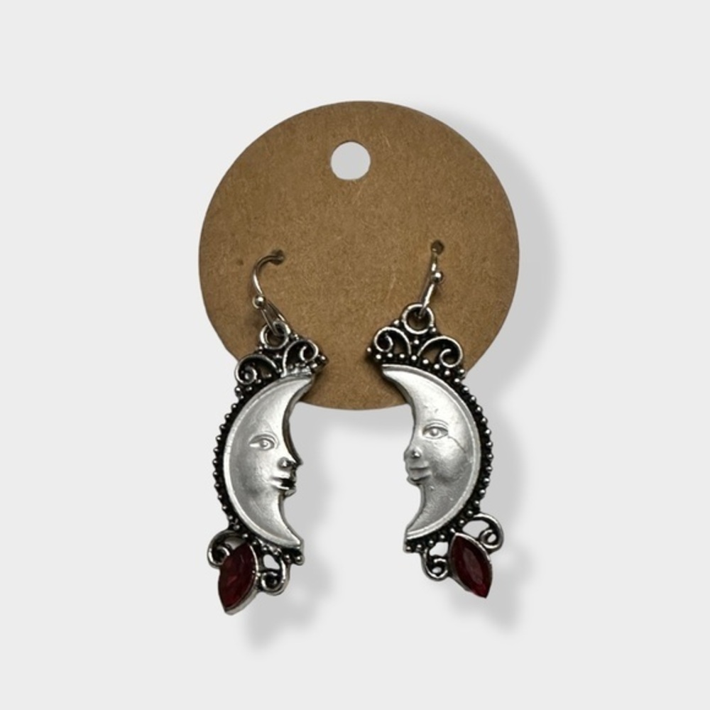4/$25 - Two Halves of the Harlequin Moon Earrings